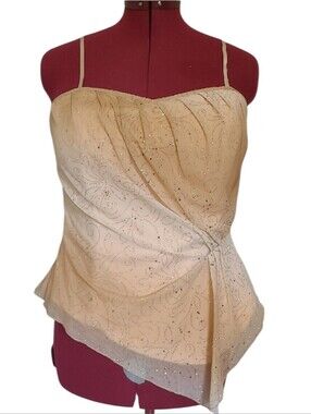 Frank Lyman Design Champagne Beaded Draped Camisole
